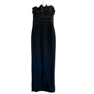 Marchesa Notte Strapless Silk Gown‎ Women’s Size 4 Maxi Formal Black Tie Black
